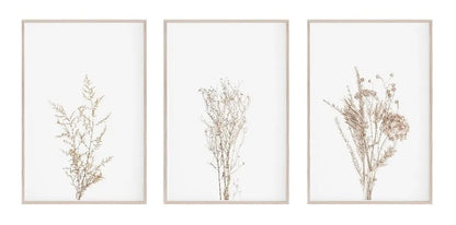 Set Decorativo de 3 Piezas | Arte Moderno Minimalista | Motivo Hojas en Tonos Tierra
