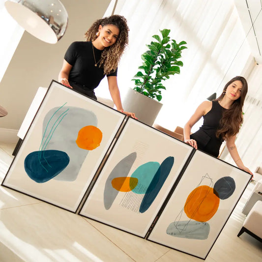 Set Decorativo de 3 Piezas | Arte Moderno Minimalista | Motivo Hojas en Tonos Tierra